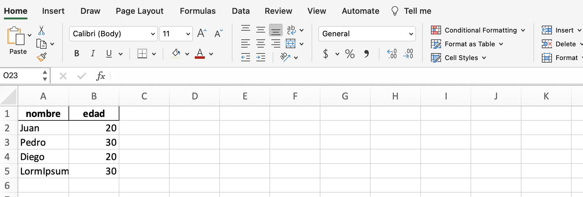 Excel con autofit