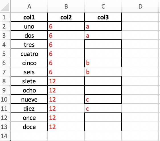 Excel unmerge